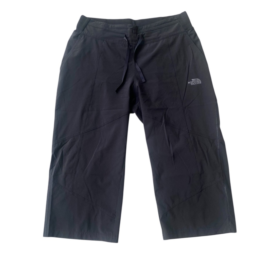 The North Face Pants Womens M Black Capris Nylon Drawstring Pockets Loose Leg